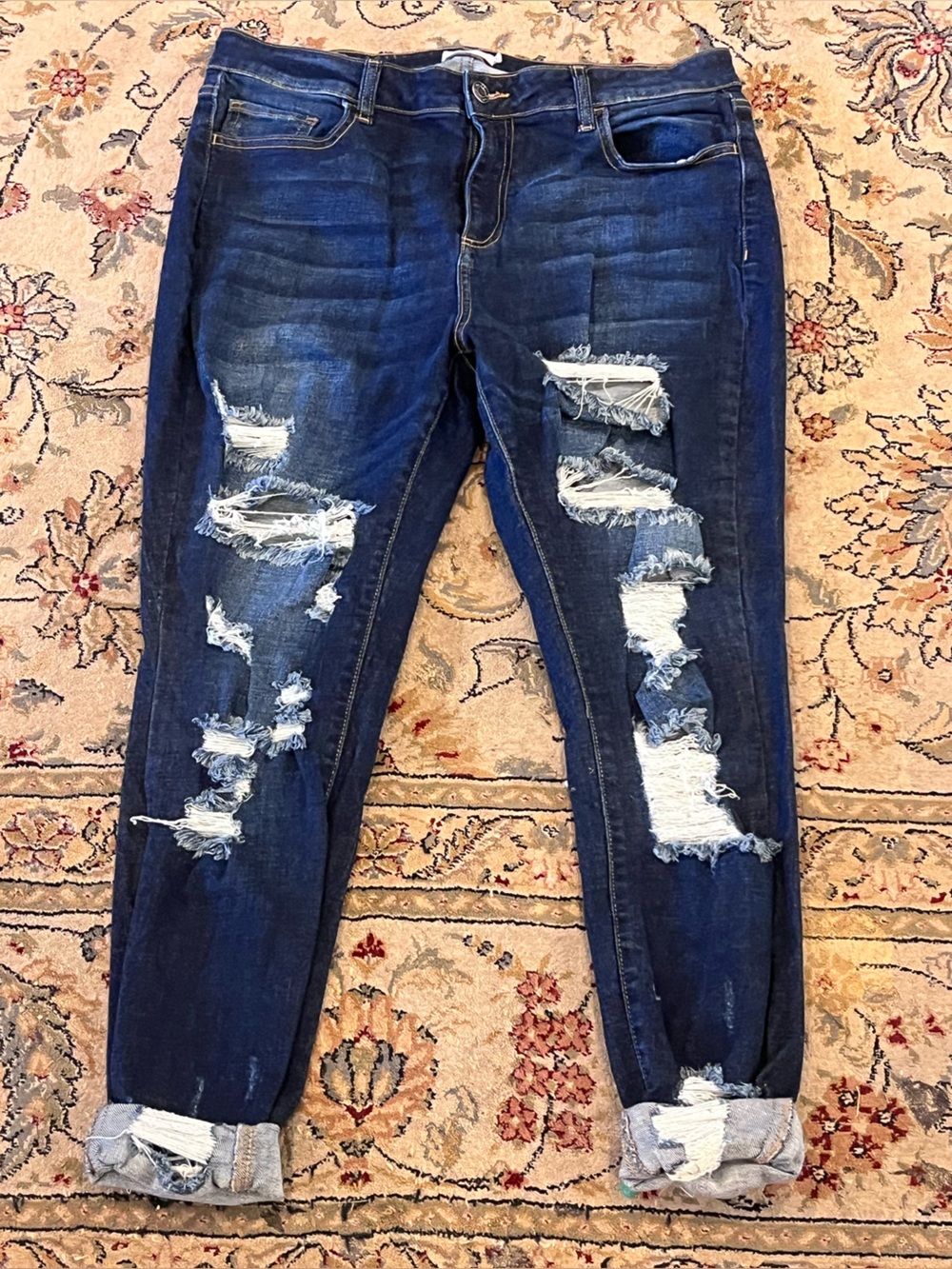 Ladies size 14- Ms Cello distressed skinny jeans - dark wash